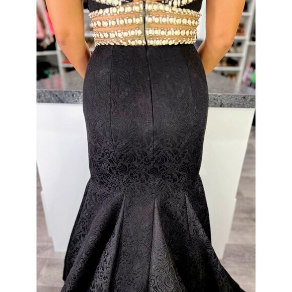 Rachel Allan Black Jacquard Formal Pageant Gown $1198 - Picture 8 of 13